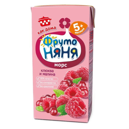 Морс Фрутоняня клюква и малина 0.2 л 5+