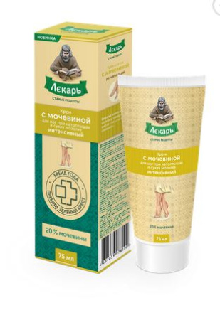 Крем для ног Лекарь с мочевиной интенсивный при натоптышах и сухих мозолях 75 мл