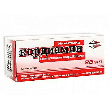Кордиамин капли для приема внутрь 250 мг/мл 25 мл