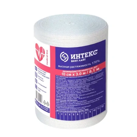 Бинт эластичный компресс. Интекс с застежкой 10 см х 3 м высокой растяжимости