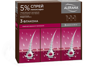 Алерана спрей д/нар.прим. 5 % 60 мл №3 с насадкой  Алерана спрей д/нар.прим. 5 % 60 мл №3 с насадкой