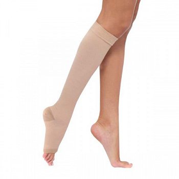 Чулки компрес. до колена класс II 22-32 мм рт.ст. р. 2 крем. с откр. мыском Г2(п)-К