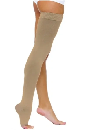 Чулки компрес. до бедра класс I 18-21 мм рт.ст. р. 4 крем. с откр. мыском Ч1(п)-К
