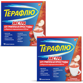 ТераФлю от гриппа и простуды Экстра пор. для приг. р-ра д/приема внутрь 15.021 г № 10 корица и яблоко 