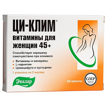 Ци-клим витамины для женщин 45+ табл. п.о. 56 мг № 60 БАД Ци-клим витамины для женщин 45+ табл. п.о. 56 мг № 60 БАД