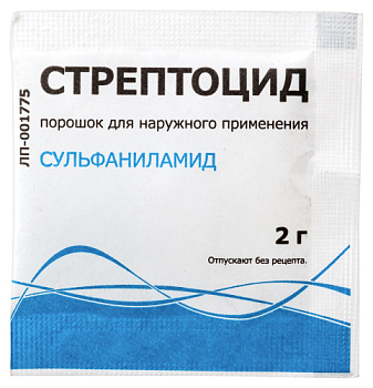Стрептоцид пор. для нар. прим. 2 г Стрептоцид пор. для нар. прим. 2 г