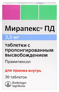 Мирапекс ПД табл. с пролонг. высвоб. 3 мг № 30