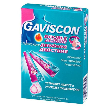 Гевискон Двойное действие сусп. для приема внутрь мята 10 мл № 12 пакет