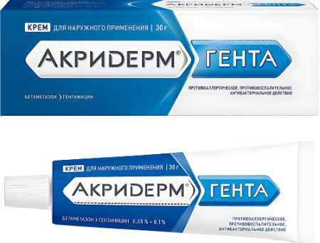 Акридерм Гента крем для нар. прим. 0.05%+0.1% 30 г