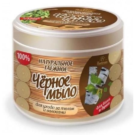 Мыло Натуральное Черное таежное  для бани и душа 450 мл