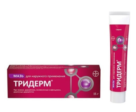Тридерм мазь для нар. прим. 0.05%+0.1%+1% 15 г