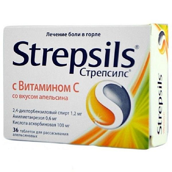 Стрепсилс с вит. С табл. для расс. № 24 апельсин