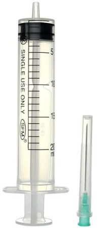 Шприц инъекционный 20 мл трехкомпонентный с иглой 21G 0.8 х 40 №1