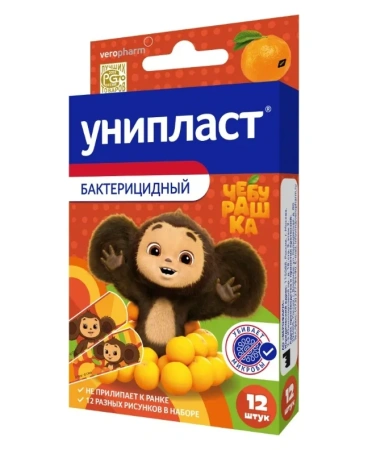 Лейкопластырь бактерицидный Унипласт 1.9х7.2 см № 12 Чебурашка